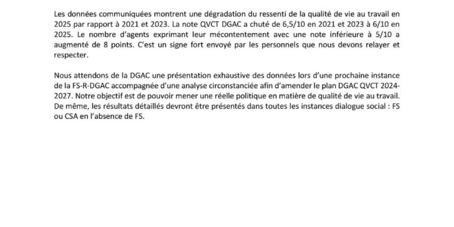 Formation Spécialisée DGAC du 17 décembre 2025 : refus de siéger et déclaration commune.