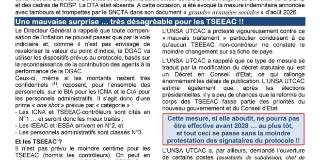 Pour la DGAC, les TSEEAC ne sont pas performants : Une mesure indemnitaire pour tous, sauf les TSEEAC !!