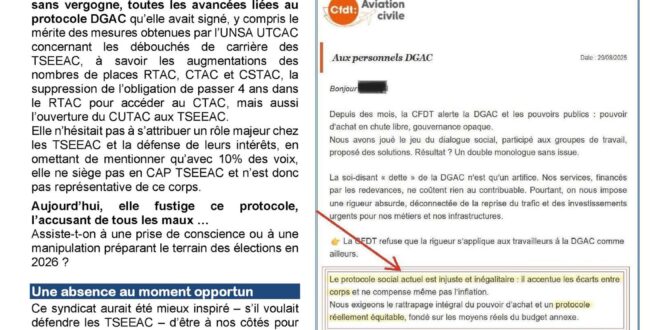 Quand les signataires estiment que le protocole DGAC est «injuste et inégalitaire»…