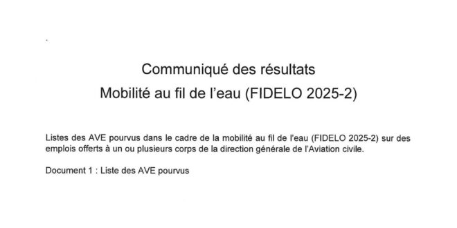 Résultats – seconde mobilité au fil de l’eau pour 2025 – (FIDELO 2025-2FDL)