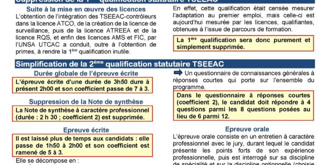 Suppression de la 1ère qualification et Simplification de la 2ème qualification statutaire TSEEAC